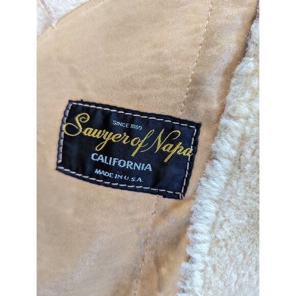Vintage 70s Sawyer of Napa Brown Suede Leather Fur Women's Coat Small Medium - Picture 4 of 10